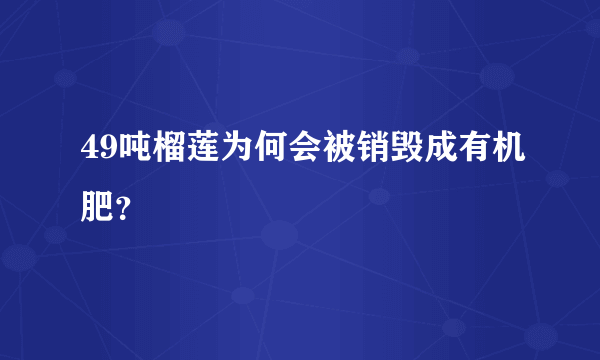 49吨榴莲为何会被销毁成有机肥？