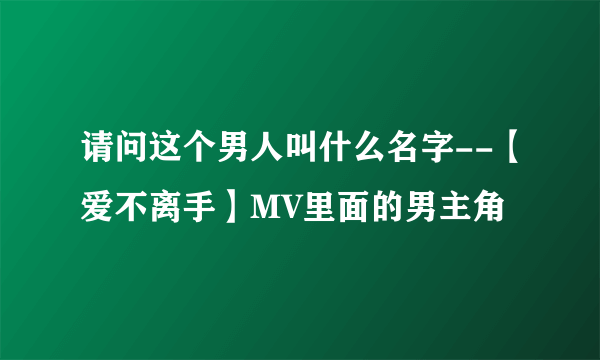 请问这个男人叫什么名字--【爱不离手】MV里面的男主角