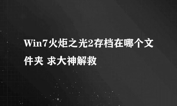 Win7火炬之光2存档在哪个文件夹 求大神解救