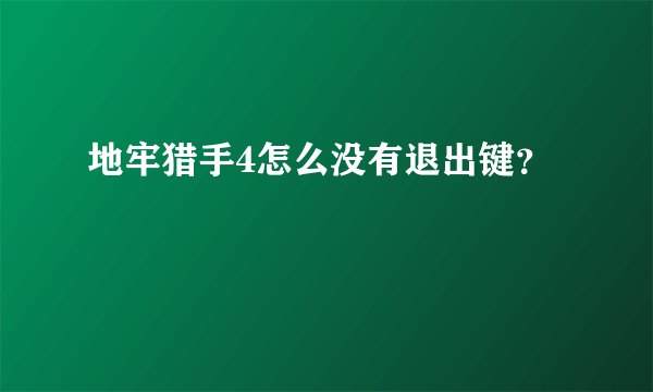 地牢猎手4怎么没有退出键？