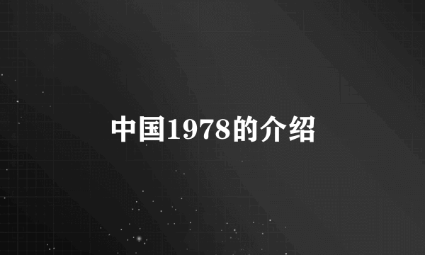 中国1978的介绍