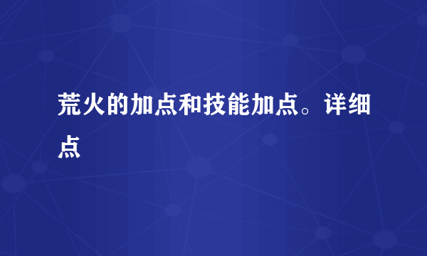 荒火的加点和技能加点。详细点