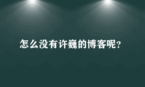 怎么没有许巍的博客呢？