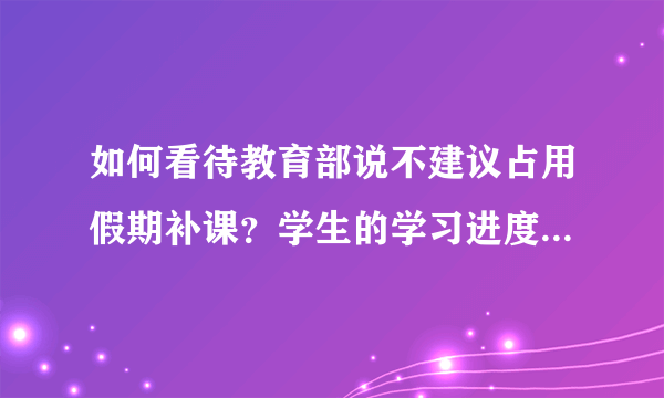 如何看待教育部说不建议占用假期补课？学生的学习进度会不会受到影响？