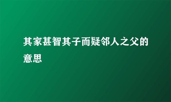 其家甚智其子而疑邻人之父的意思