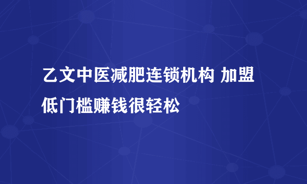 乙文中医减肥连锁机构 加盟低门槛赚钱很轻松