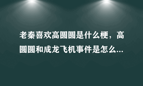 老秦喜欢高圆圆是什么梗，高圆圆和成龙飞机事件是怎么回事？_飞外网