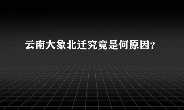 云南大象北迁究竟是何原因？