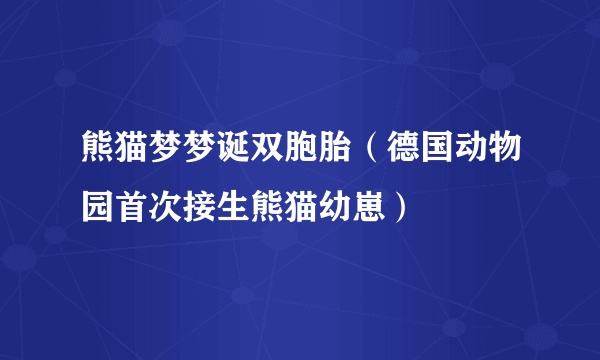 熊猫梦梦诞双胞胎（德国动物园首次接生熊猫幼崽）