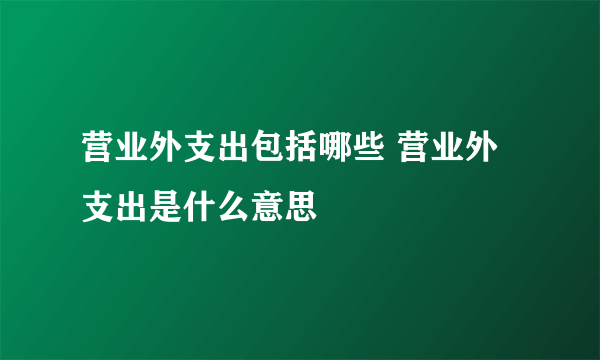 营业外支出包括哪些 营业外支出是什么意思