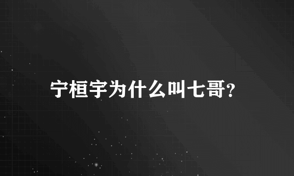 宁桓宇为什么叫七哥？