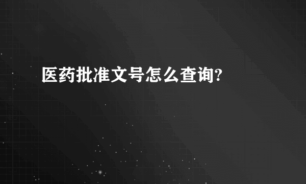 医药批准文号怎么查询?  