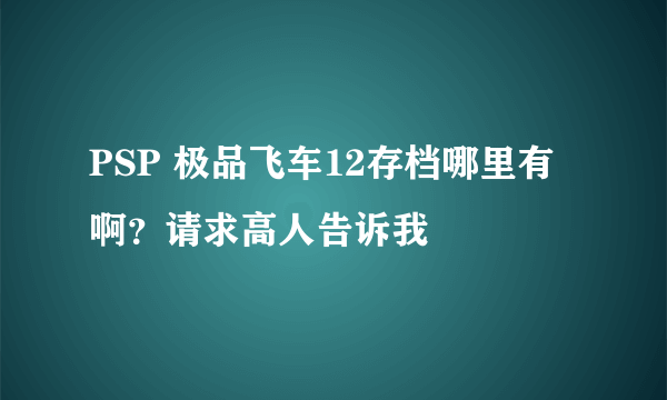 PSP 极品飞车12存档哪里有啊？请求高人告诉我