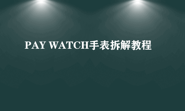 PAY WATCH手表拆解教程