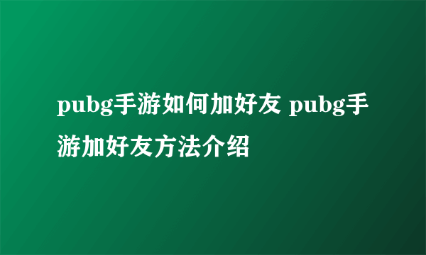 pubg手游如何加好友 pubg手游加好友方法介绍