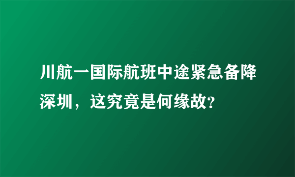 川航一国际航班中途紧急备降深圳，这究竟是何缘故？