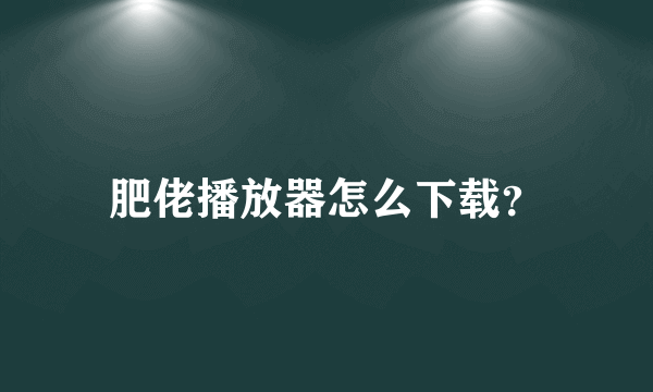 肥佬播放器怎么下载？