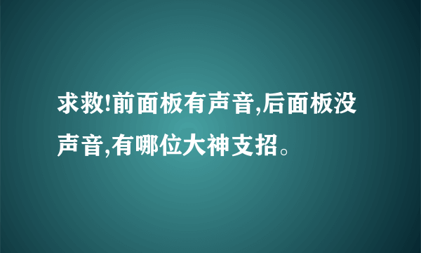 求救!前面板有声音,后面板没声音,有哪位大神支招。