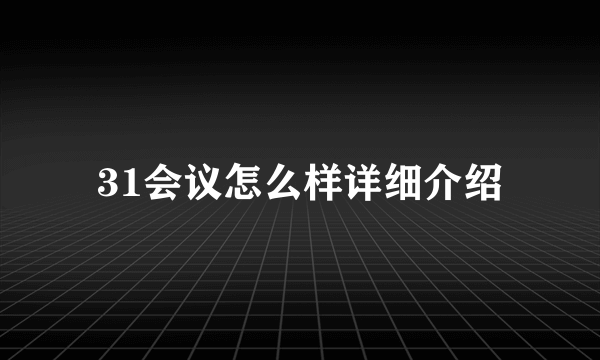 31会议怎么样详细介绍