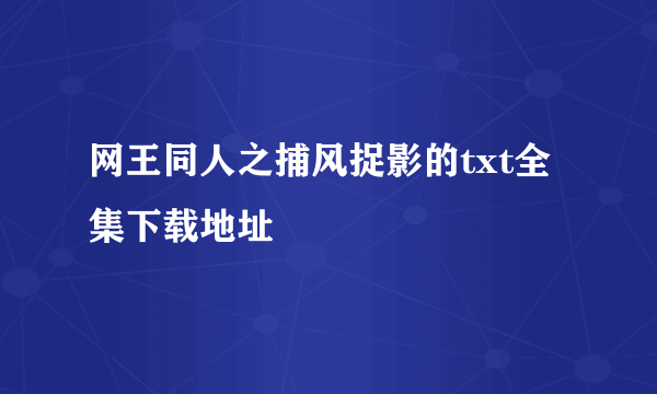 网王同人之捕风捉影的txt全集下载地址