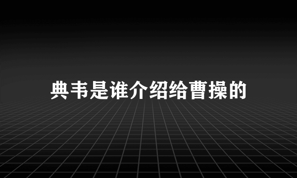 典韦是谁介绍给曹操的