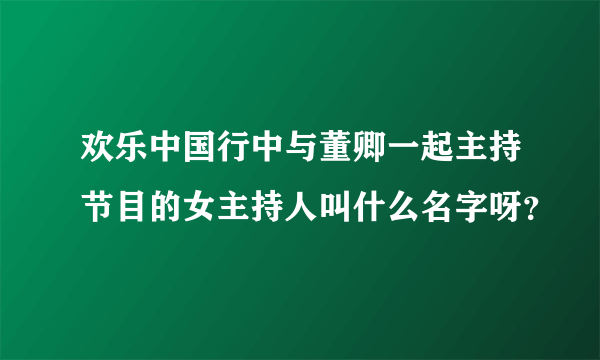 欢乐中国行中与董卿一起主持节目的女主持人叫什么名字呀？