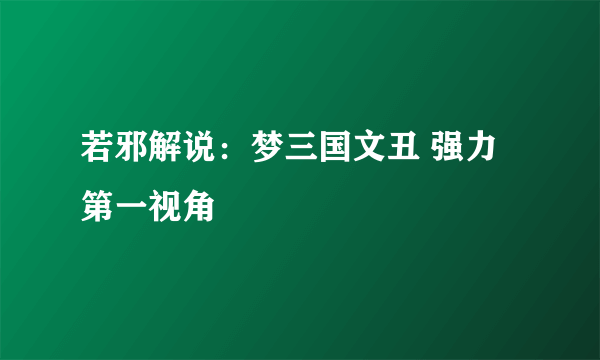 若邪解说：梦三国文丑 强力第一视角