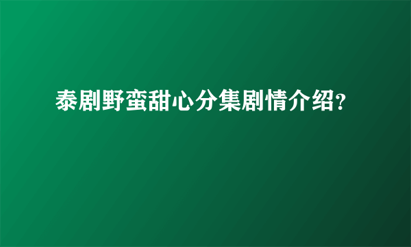 泰剧野蛮甜心分集剧情介绍？