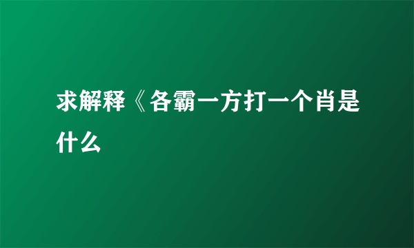 求解释《各霸一方打一个肖是什么