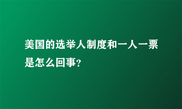 美国的选举人制度和一人一票是怎么回事？