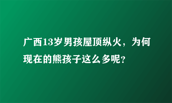 广西13岁男孩屋顶纵火，为何现在的熊孩子这么多呢？