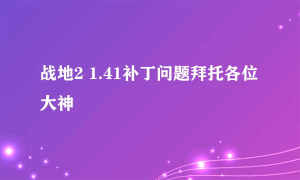 战地2 1.41补丁问题拜托各位大神