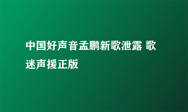 中国好声音孟鹏新歌泄露 歌迷声援正版