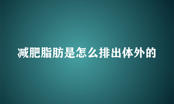 减肥脂肪是怎么排出体外的