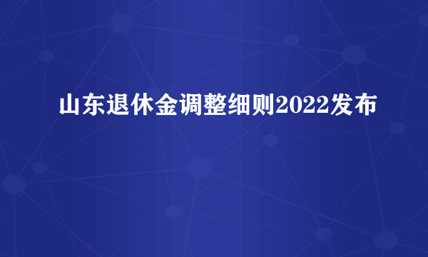 山东退休金调整细则2022发布