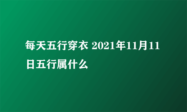 每天五行穿衣 2021年11月11日五行属什么