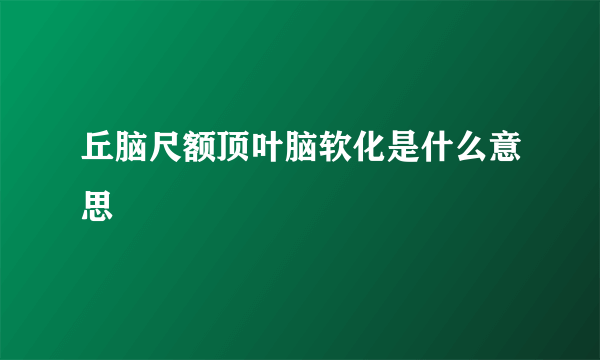 丘脑尺额顶叶脑软化是什么意思