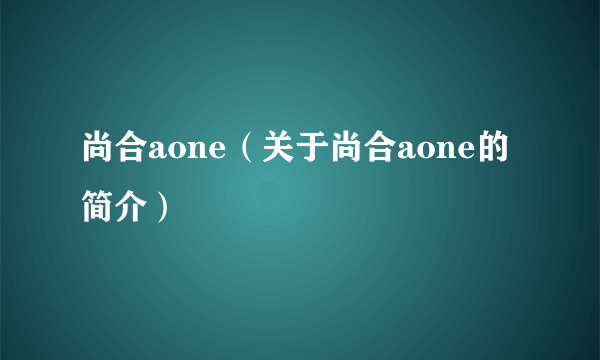 尚合aone（关于尚合aone的简介）