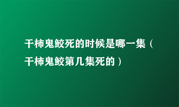 干柿鬼鲛死的时候是哪一集（干柿鬼鲛第几集死的）