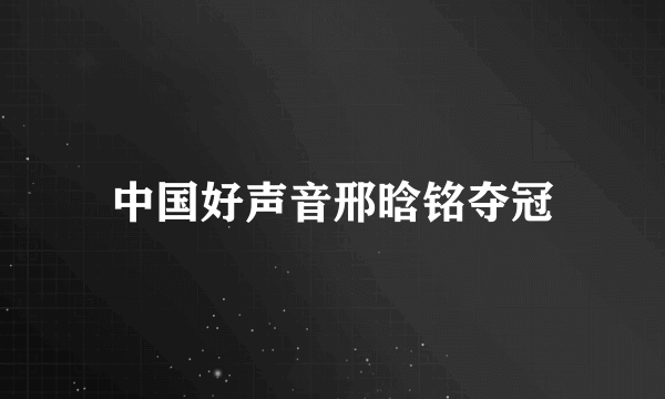 中国好声音邢晗铭夺冠