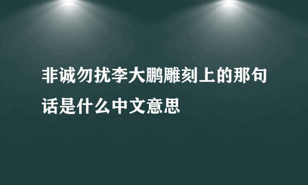 非诚勿扰李大鹏雕刻上的那句话是什么中文意思