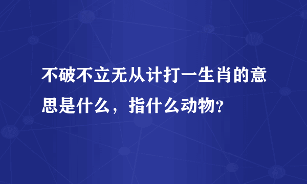 不破不立无从计打一生肖的意思是什么，指什么动物？