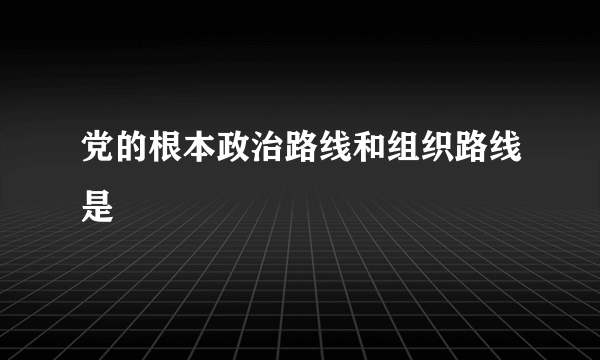 党的根本政治路线和组织路线是