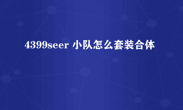 4399seer 小队怎么套装合体