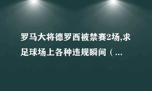 罗马大将德罗西被禁赛2场,求足球场上各种违规瞬间（gif图）?