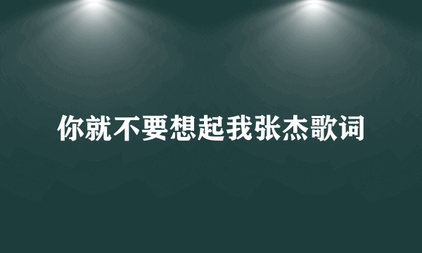 你就不要想起我张杰歌词