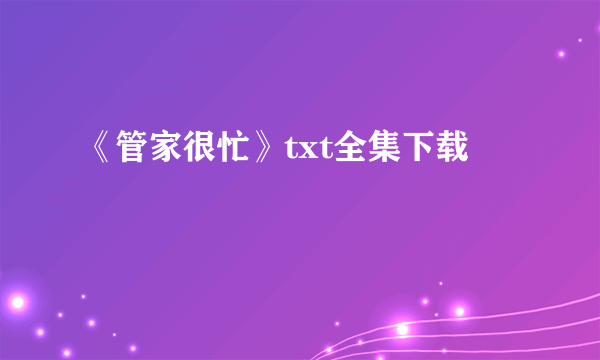 《管家很忙》txt全集下载