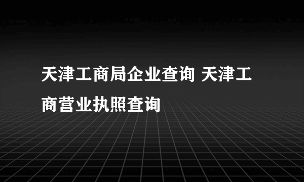 天津工商局企业查询 天津工商营业执照查询