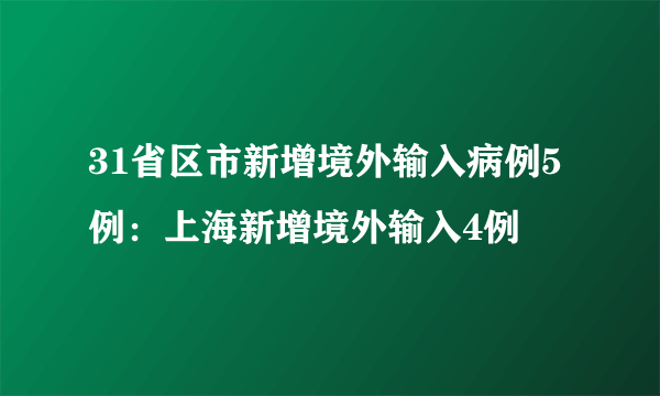 31省区市新增境外输入病例5例：上海新增境外输入4例