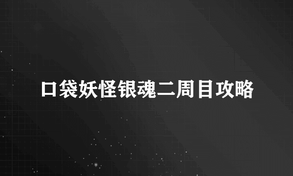 口袋妖怪银魂二周目攻略